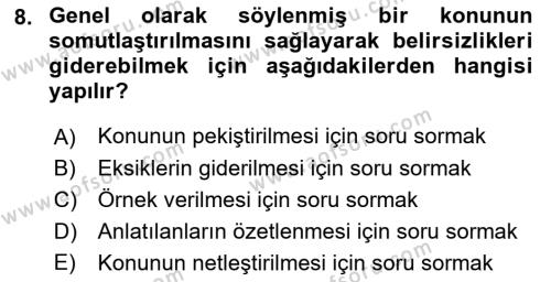 Bireyler Arası İletişim Dersi 2022 - 2023 Yılı Yaz Okulu Sınavı 8. Soru