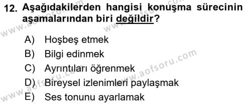 Bireyler Arası İletişim Dersi 2023 - 2024 Yılı (Vize) Ara Sınavı 12. Soru