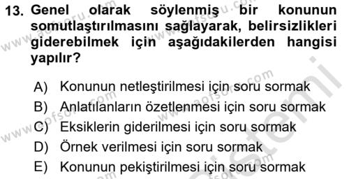 Bireyler Arası İletişim Dersi 2023 - 2024 Yılı (Vize) Ara Sınavı 13. Soru