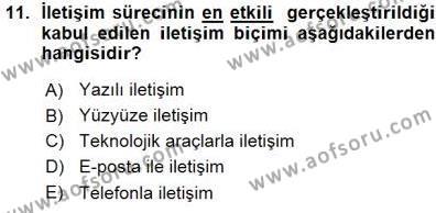 Bireylerarası İletişim Dersi 2015 - 2016 Yılı (Vize) Ara Sınavı 11. Soru