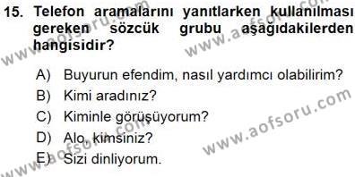 Bireylerarası İletişim Dersi 2015 - 2016 Yılı (Vize) Ara Sınavı 15. Soru