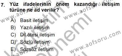 Bireylerarası İletişim Dersi 2015 - 2016 Yılı (Vize) Ara Sınavı 7. Soru