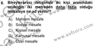 Bireylerarası İletişim Dersi 2015 - 2016 Yılı (Vize) Ara Sınavı 8. Soru