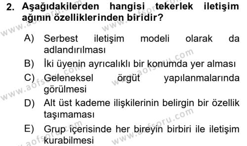 Bireylerarası İletişim Dersi 2016 - 2017 Yılı (Final) Dönem Sonu Sınavı 2. Soru