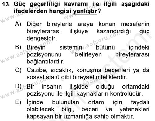 Bireylerarası İletişim Dersi 2017 - 2018 Yılı 3 Ders Sınavı 13. Soru