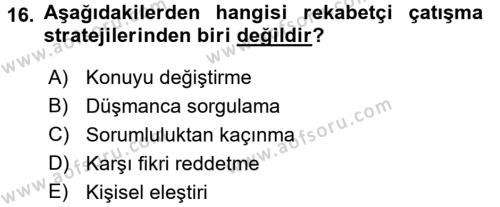 Bireylerarası İletişim Dersi 2017 - 2018 Yılı 3 Ders Sınavı 16. Soru