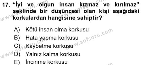 Bireylerarası İletişim Dersi 2017 - 2018 Yılı 3 Ders Sınavı 17. Soru