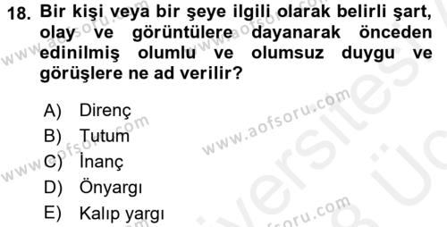 Bireylerarası İletişim Dersi 2017 - 2018 Yılı 3 Ders Sınavı 18. Soru