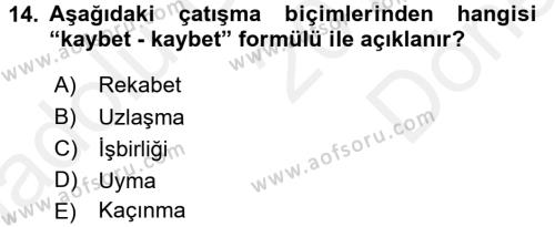 Bireylerarası İletişim Dersi 2017 - 2018 Yılı (Final) Dönem Sonu Sınavı 14. Soru