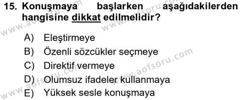 Bireylerarası İletişim Dersi 2017 - 2018 Yılı (Final) Dönem Sonu Sınavı 15. Soru