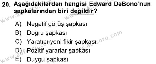 Bireylerarası İletişim Dersi 2017 - 2018 Yılı (Final) Dönem Sonu Sınavı 20. Soru