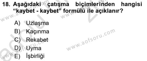 Bireylerarası İletişim Dersi 2018 - 2019 Yılı 3 Ders Sınavı 18. Soru