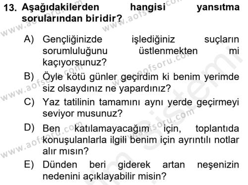 Bireylerarası İletişim Dersi 2018 - 2019 Yılı (Vize) Ara Sınavı 13. Soru