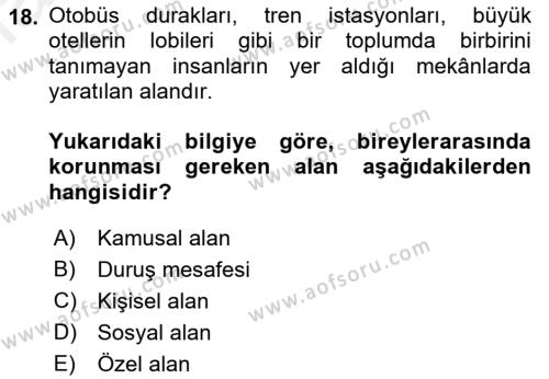 Bireylerarası İletişim Dersi 2018 - 2019 Yılı (Vize) Ara Sınavı 18. Soru