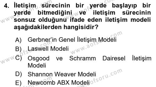 Bireylerarası İletişim Dersi 2018 - 2019 Yılı (Vize) Ara Sınavı 4. Soru