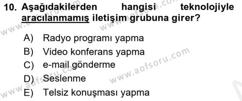 Bireylerarası İletişim Dersi 2018 - 2019 Yılı (Final) Dönem Sonu Sınavı 10. Soru