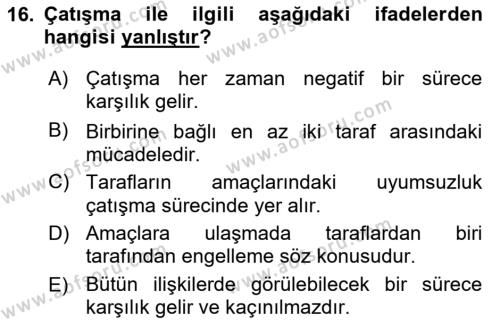 Bireylerarası İletişim Dersi 2018 - 2019 Yılı (Final) Dönem Sonu Sınavı 16. Soru