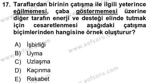 Bireylerarası İletişim Dersi 2018 - 2019 Yılı (Final) Dönem Sonu Sınavı 17. Soru