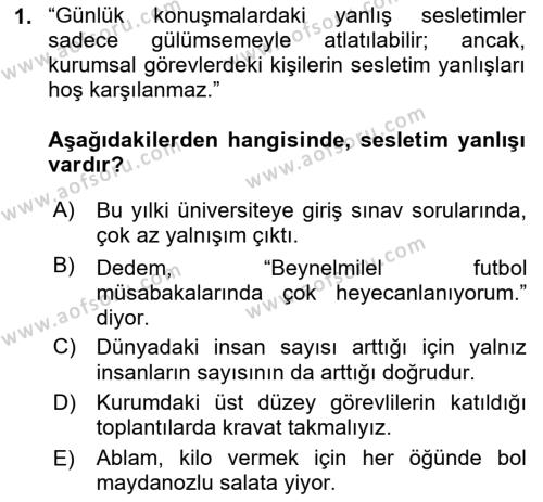 Bireylerarası İletişim Dersi 2019 - 2020 Yılı (Final) Dönem Sonu Sınavı 1. Soru