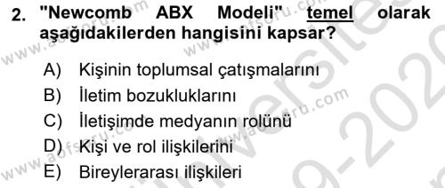 Bireylerarası İletişim Dersi 2019 - 2020 Yılı (Final) Dönem Sonu Sınavı 2. Soru