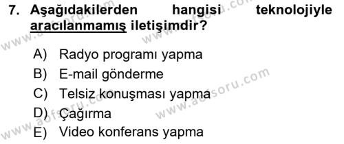 Bireylerarası İletişim Dersi 2019 - 2020 Yılı (Final) Dönem Sonu Sınavı 7. Soru