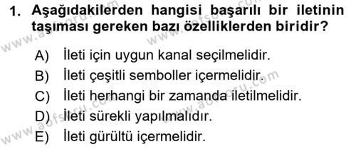 Bireylerarası İletişim Dersi 2021 - 2022 Yılı (Vize) Ara Sınavı 1. Soru