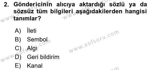 Bireylerarası İletişim Dersi 2021 - 2022 Yılı (Vize) Ara Sınavı 2. Soru