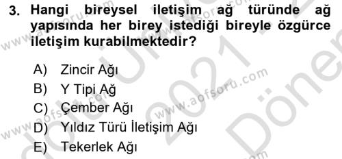 Bireylerarası İletişim Dersi 2021 - 2022 Yılı (Final) Dönem Sonu Sınavı 3. Soru