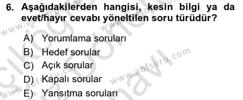 Bireylerarası İletişim Dersi 2021 - 2022 Yılı (Final) Dönem Sonu Sınavı 6. Soru