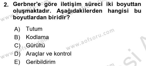 Bireylerarası İletişim Dersi 2021 - 2022 Yılı Yaz Okulu Sınavı 2. Soru