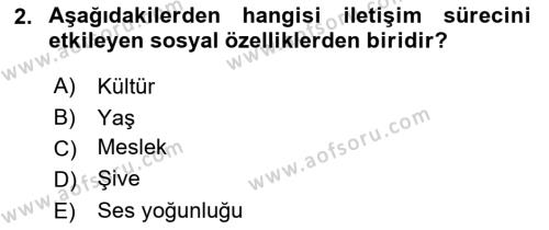 Bireylerarası İletişim Dersi 2022 - 2023 Yılı (Vize) Ara Sınavı 2. Soru