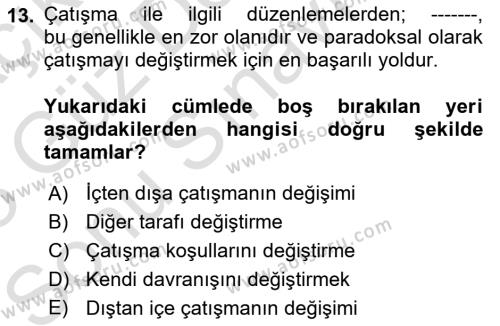 Bireylerarası İletişim Dersi 2022 - 2023 Yılı (Final) Dönem Sonu Sınavı 13. Soru