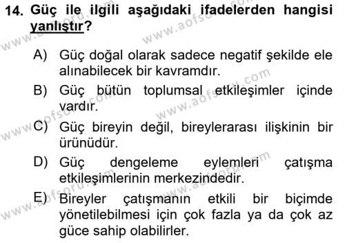 Bireylerarası İletişim Dersi 2022 - 2023 Yılı (Final) Dönem Sonu Sınavı 14. Soru