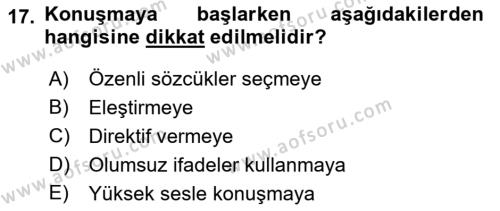 Bireylerarası İletişim Dersi 2022 - 2023 Yılı (Final) Dönem Sonu Sınavı 17. Soru