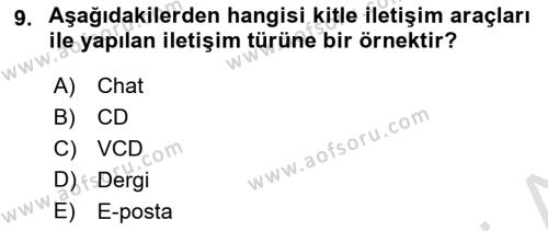 Bireylerarası İletişim Dersi 2022 - 2023 Yılı (Final) Dönem Sonu Sınavı 9. Soru