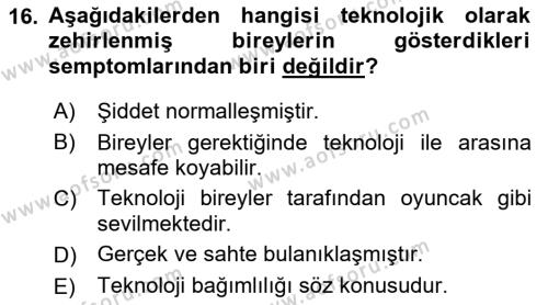 Bireylerarası İletişim Dersi 2022 - 2023 Yılı Yaz Okulu Sınavı 16. Soru