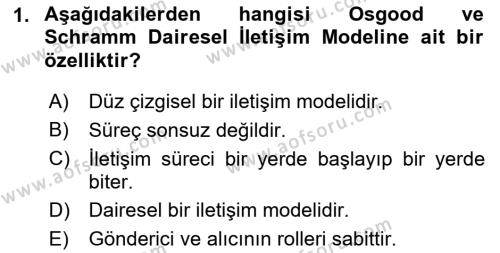 Bireylerarası İletişim Dersi 2023 - 2024 Yılı (Final) Dönem Sonu Sınavı 1. Soru