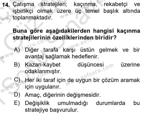 Bireylerarası İletişim Dersi 2023 - 2024 Yılı (Final) Dönem Sonu Sınavı 14. Soru