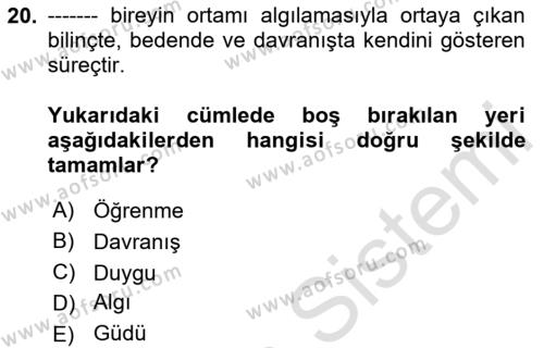 Bireylerarası İletişim Dersi 2024 - 2025 Yılı (Vize) Ara Sınavı 20. Soru