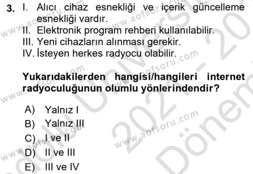 Yeni İletişim Teknolojileri Dersi 2021 - 2022 Yılı (Final) Dönem Sonu Sınavı 3. Soru