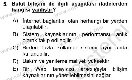 Yeni İletişim Teknolojileri Dersi 2021 - 2022 Yılı (Final) Dönem Sonu Sınavı 5. Soru