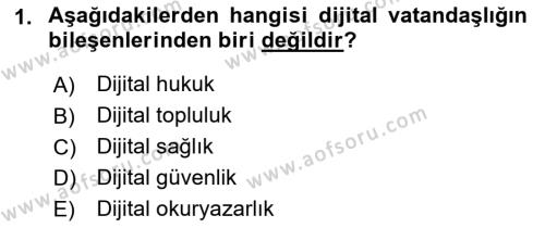 Yeni İletişim Teknolojileri Dersi 2021 - 2022 Yılı Yaz Okulu Sınavı 1. Soru