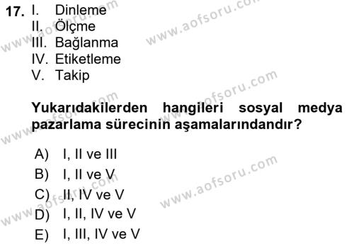 Yeni İletişim Teknolojileri Dersi 2021 - 2022 Yılı Yaz Okulu Sınavı 17. Soru