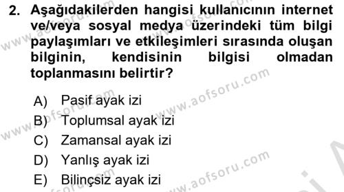 Yeni İletişim Teknolojileri Dersi 2021 - 2022 Yılı Yaz Okulu Sınavı 2. Soru