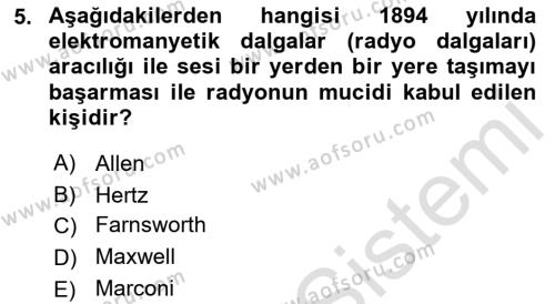 Yeni İletişim Teknolojileri Dersi 2021 - 2022 Yılı Yaz Okulu Sınavı 5. Soru