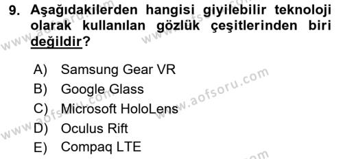 Yeni İletişim Teknolojileri Dersi 2021 - 2022 Yılı Yaz Okulu Sınavı 9. Soru