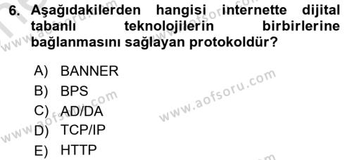 Yeni İletişim Teknolojileri Dersi 2023 - 2024 Yılı (Vize) Ara Sınavı 6. Soru