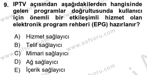 Yeni İletişim Teknolojileri Dersi 2023 - 2024 Yılı (Vize) Ara Sınavı 9. Soru