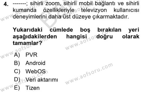 Yeni İletişim Teknolojileri Dersi 2023 - 2024 Yılı (Final) Dönem Sonu Sınavı 4. Soru