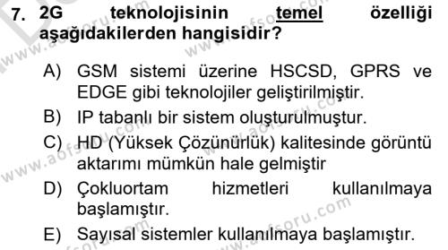 Yeni İletişim Teknolojileri Dersi 2023 - 2024 Yılı (Final) Dönem Sonu Sınavı 7. Soru